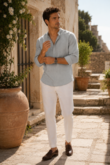 Midnight London Amalfi Linen Henley Shirt