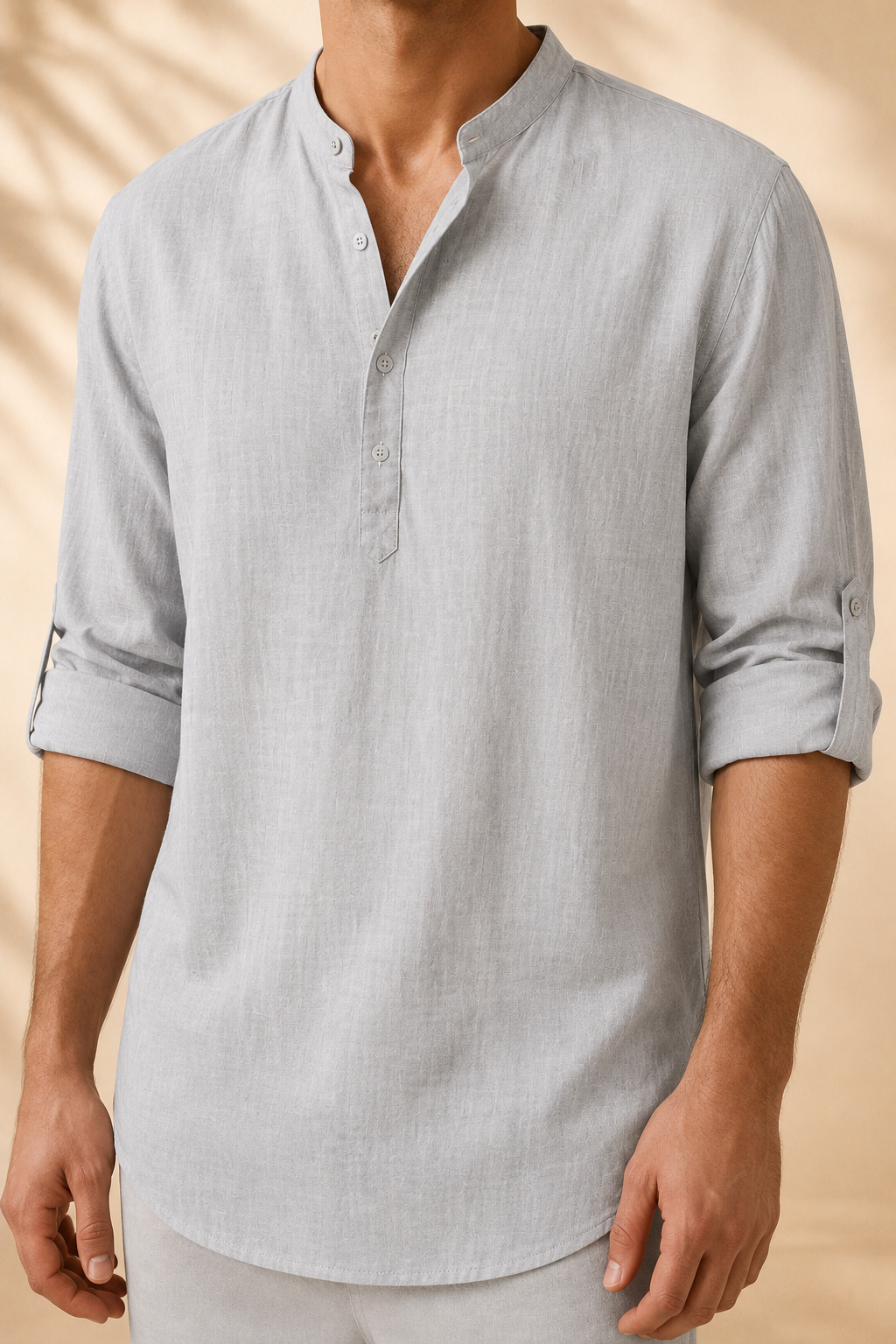 Midnight London Amalfi Linen Henley Shirt