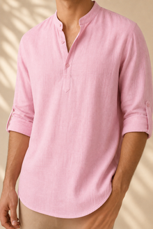Midnight London Amalfi Linen Henley Shirt