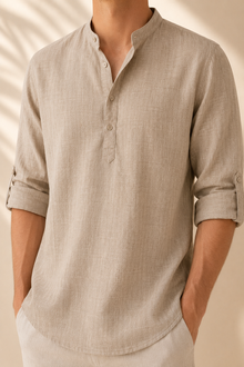 Midnight London Amalfi Linen Henley Shirt