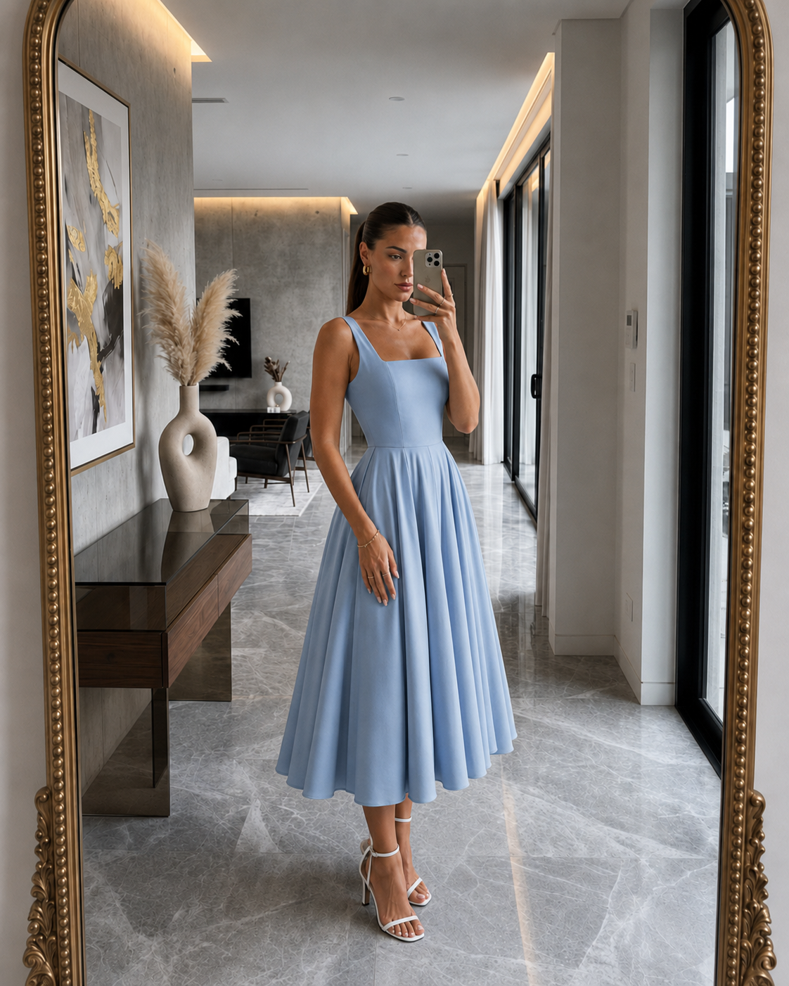 Aurelia Powder Midi Dress