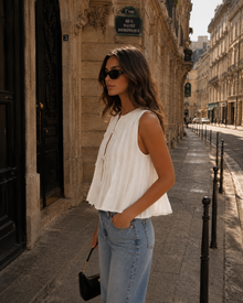 Luna White Linen Top